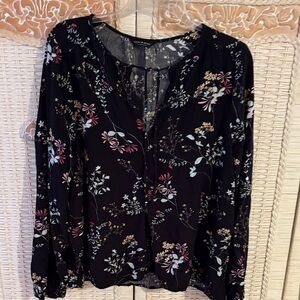 Lucky Brand Black Floral Blouse